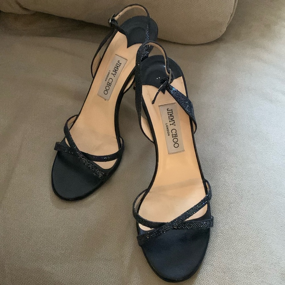 Jimmy Choo black strap heel in size 39.